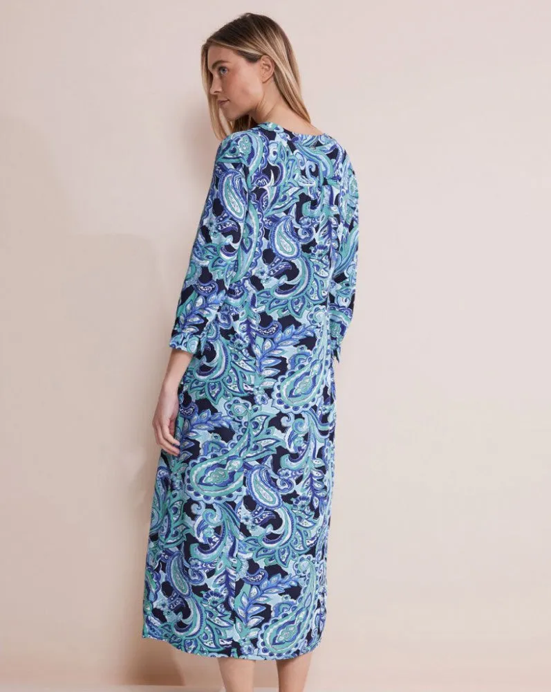 143909- Paisley Print Midi Dress- Aqua Blue Mix- Street One