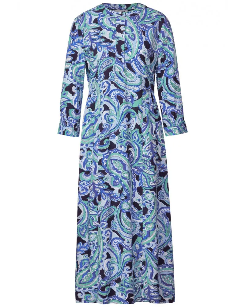 143909- Paisley Print Midi Dress- Aqua Blue Mix- Street One