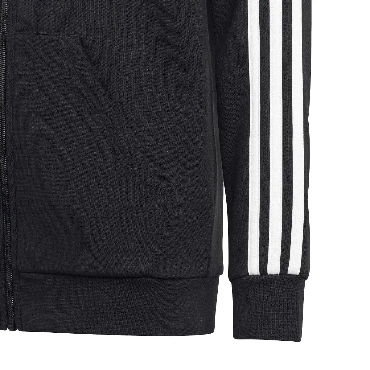 ADIDAS JUNIOR ESSENTIALS 3-STRIPES FLEECE FULL-ZIP BLACK JACKET