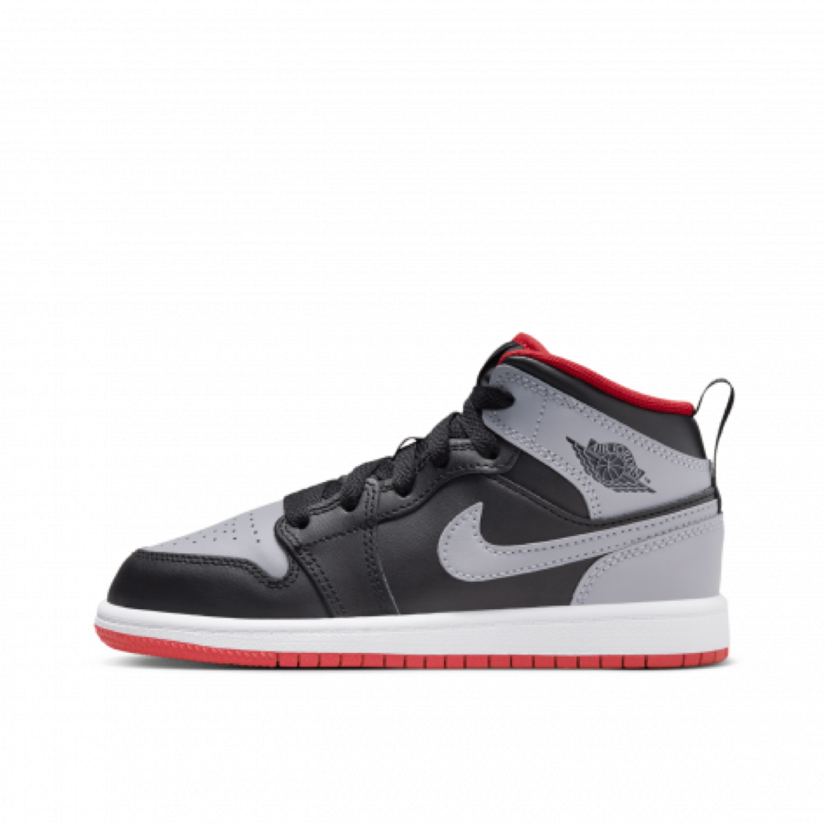 AIR JORDAN 1 MID GS - BLACK/CEMENT GREY-FIRE RED-WHITE