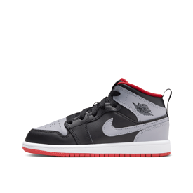 AIR JORDAN 1 MID GS - BLACK/CEMENT GREY-FIRE RED-WHITE