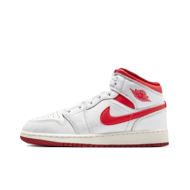 AIR JORDAN 1 MID SE GS - WHITE/LOBSTER-DUNE RED-SAIL