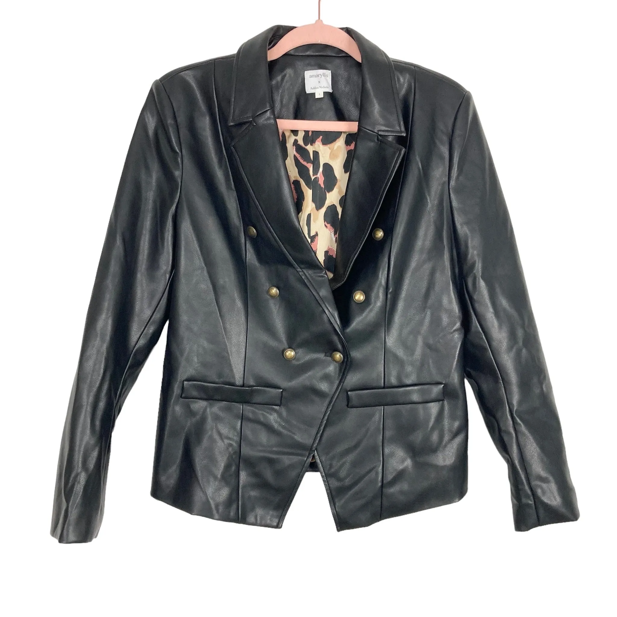 Amaryllis x Ashlee Nichols Black Faux Leather Jacket- Size L (sold out online)