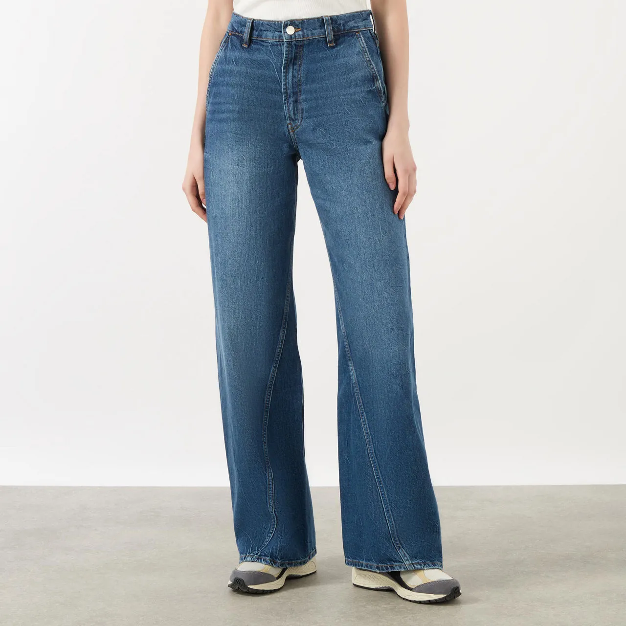 ANINE BING Briley Mid-Rise Straight Leg Jeans - Dark Blue