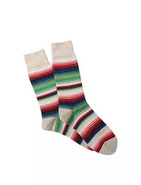 Anonymous Ism Sarape Stripes Crew Socks Beige