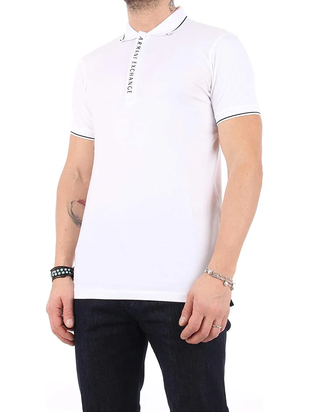 Armani Exchange Polo Uomo 8nzf71 Zjh2z Bianco