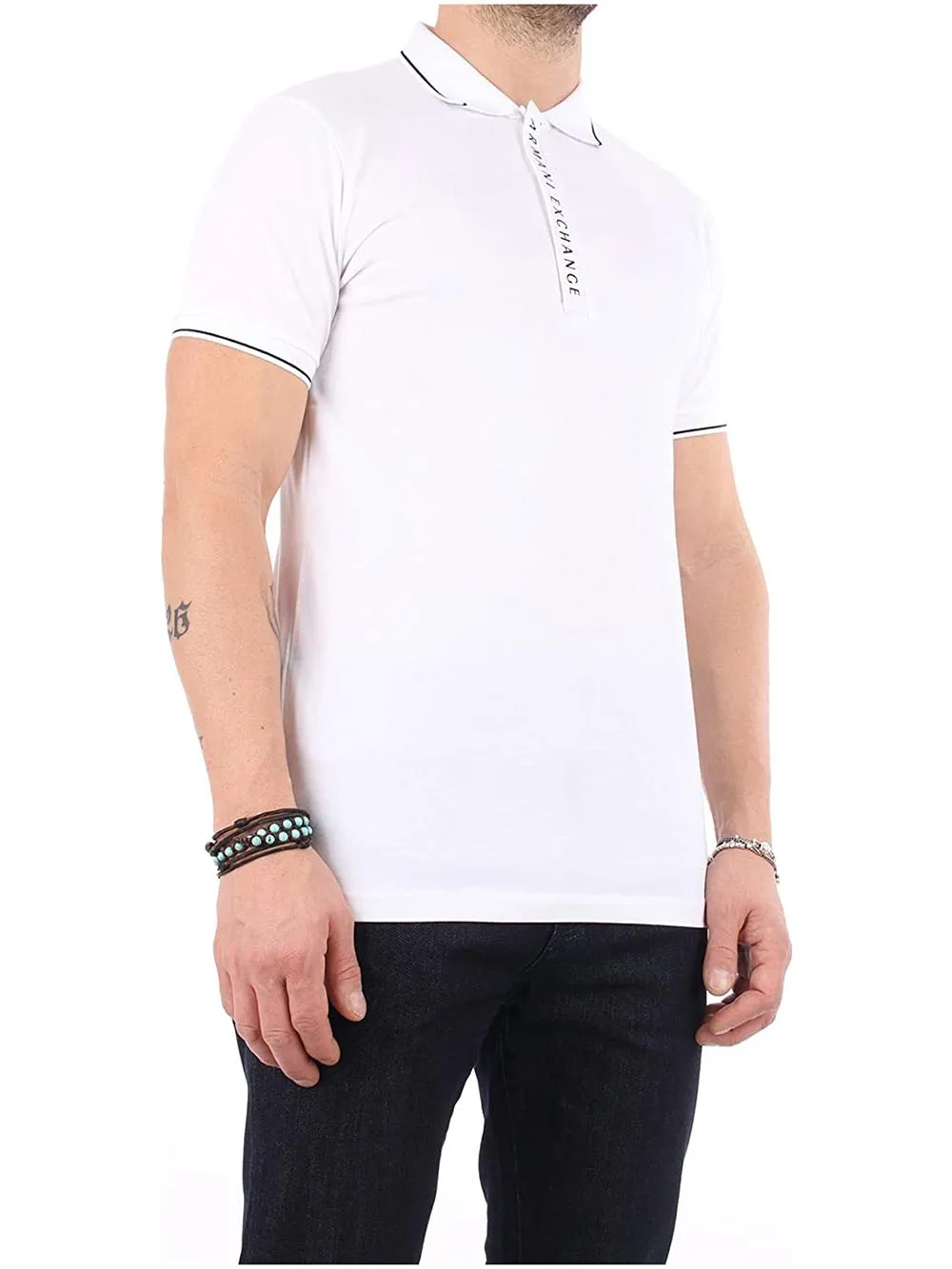 Armani Exchange Polo Uomo 8nzf71 Zjh2z Bianco