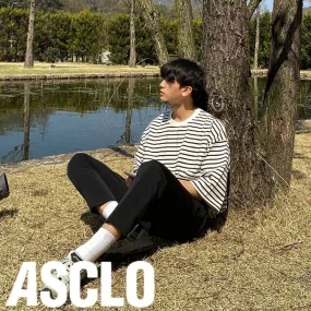 ASCLO  |Crew Neck Stripes Unisex Street Style Cropped Cotton