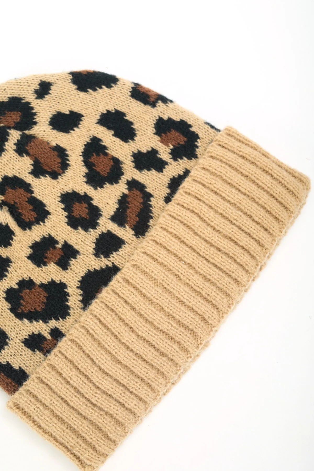 Beige Leopard Print Scarf & Beanie Hat Gift Set