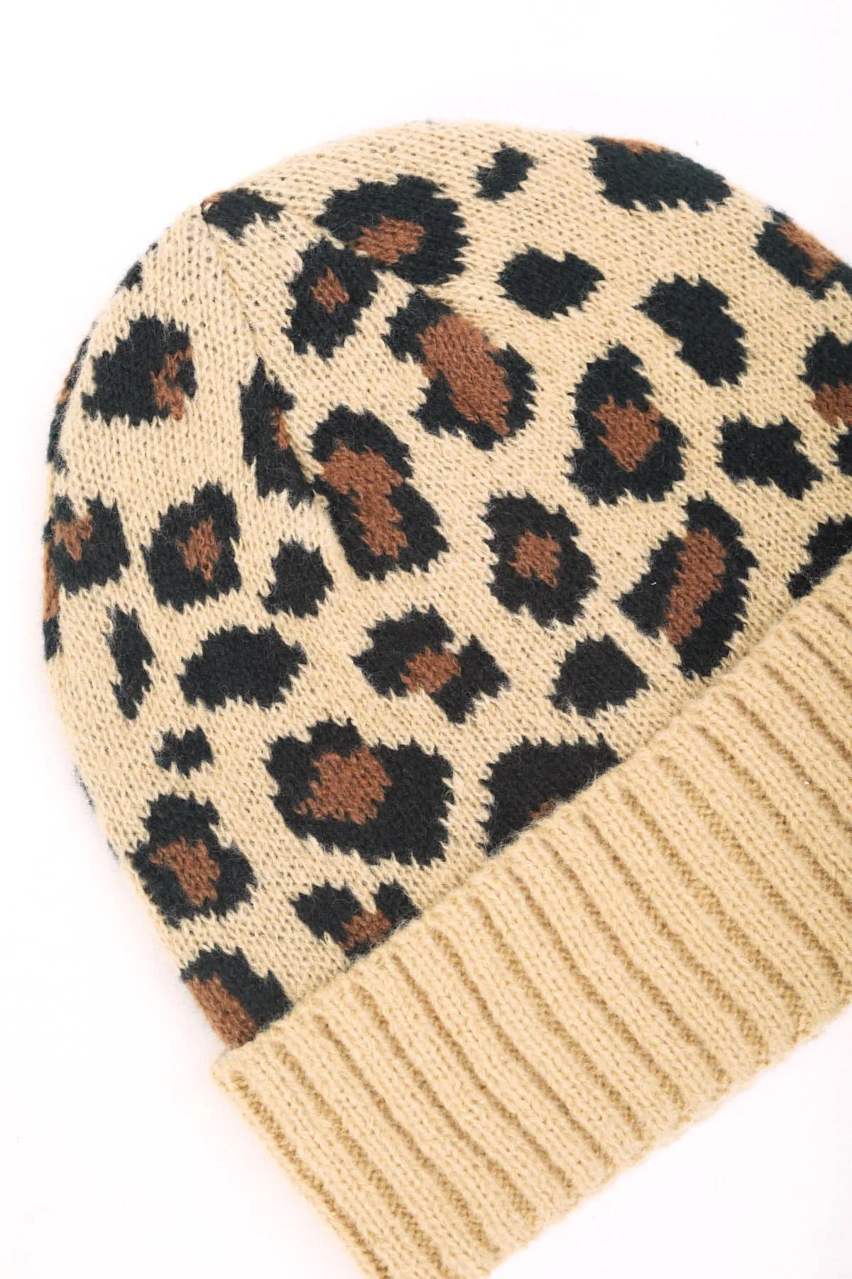 Beige Leopard Print Scarf & Beanie Hat Gift Set