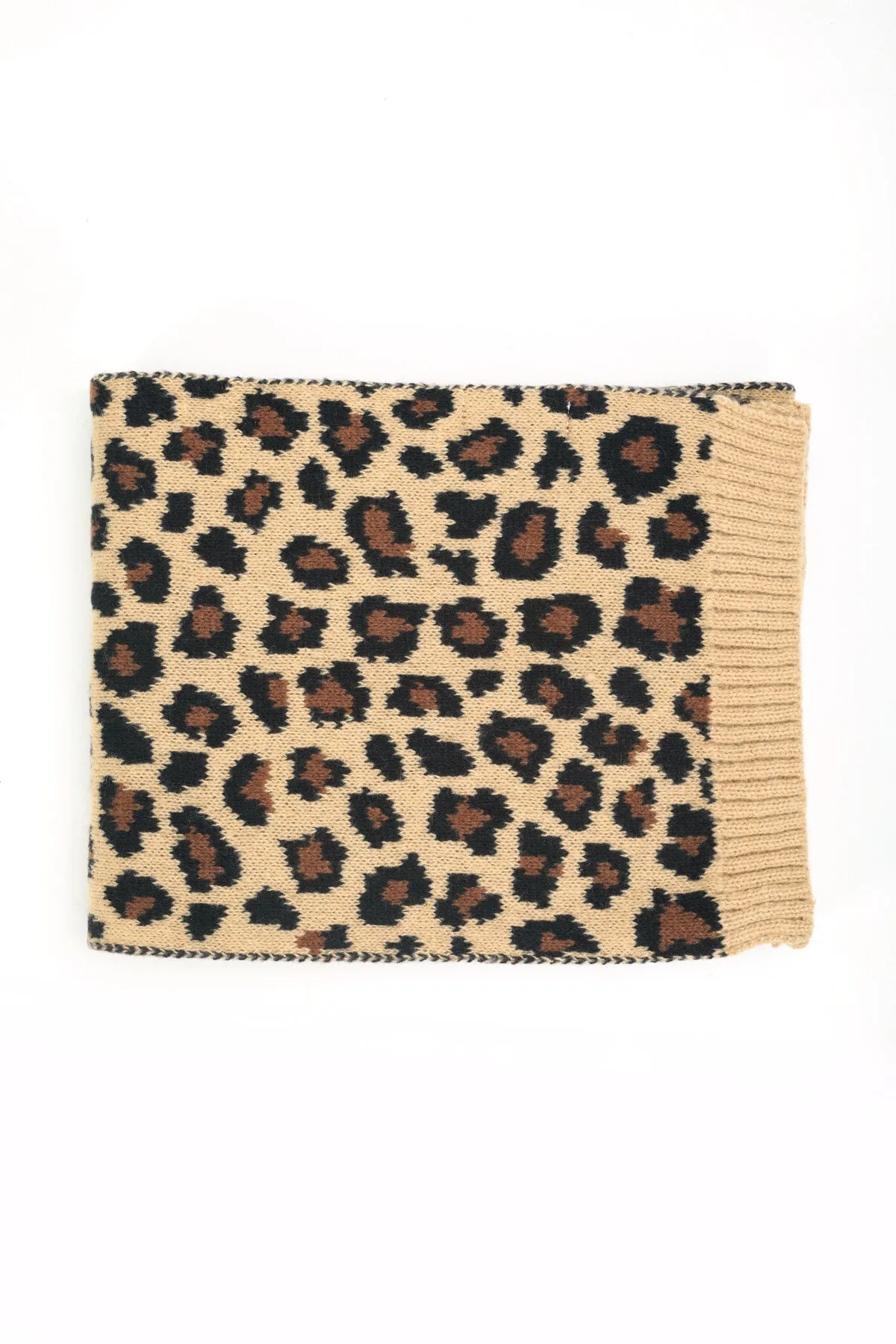 Beige Leopard Print Scarf & Beanie Hat Gift Set