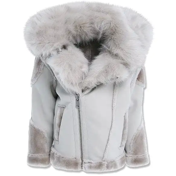 Boys Jordan Craig El Jefe Shearling Moto Jacket (Arctic Wolf) 91625B