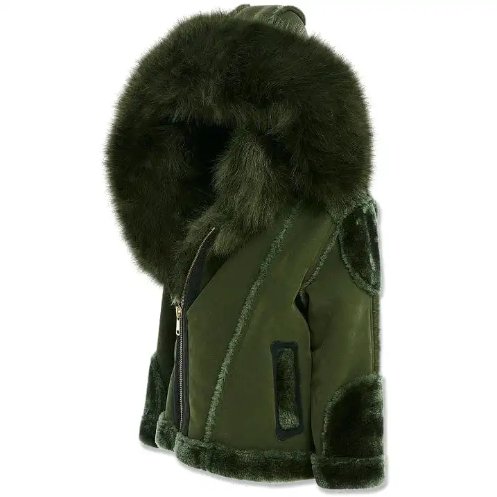 Boys Jordan Craig El Jefe Shearling Moto Jacket (Military Green) 91625B