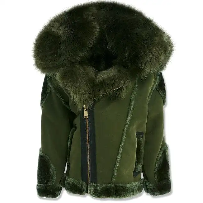 Boys Jordan Craig El Jefe Shearling Moto Jacket (Military Green) 91625B