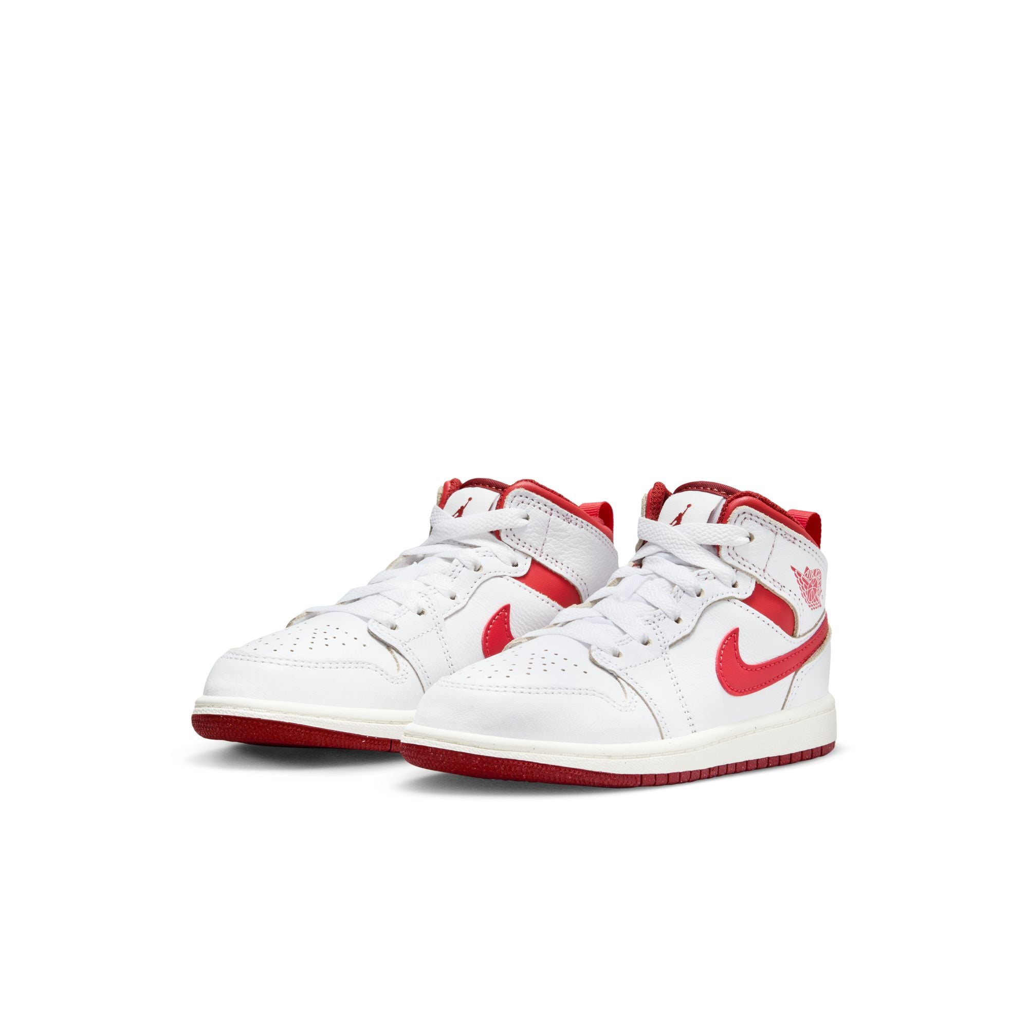 Boys Pre School Air Jordan 1 Mid SE WHITE/LOBSTER-DUNE RED-SAIL  FJ3467-160