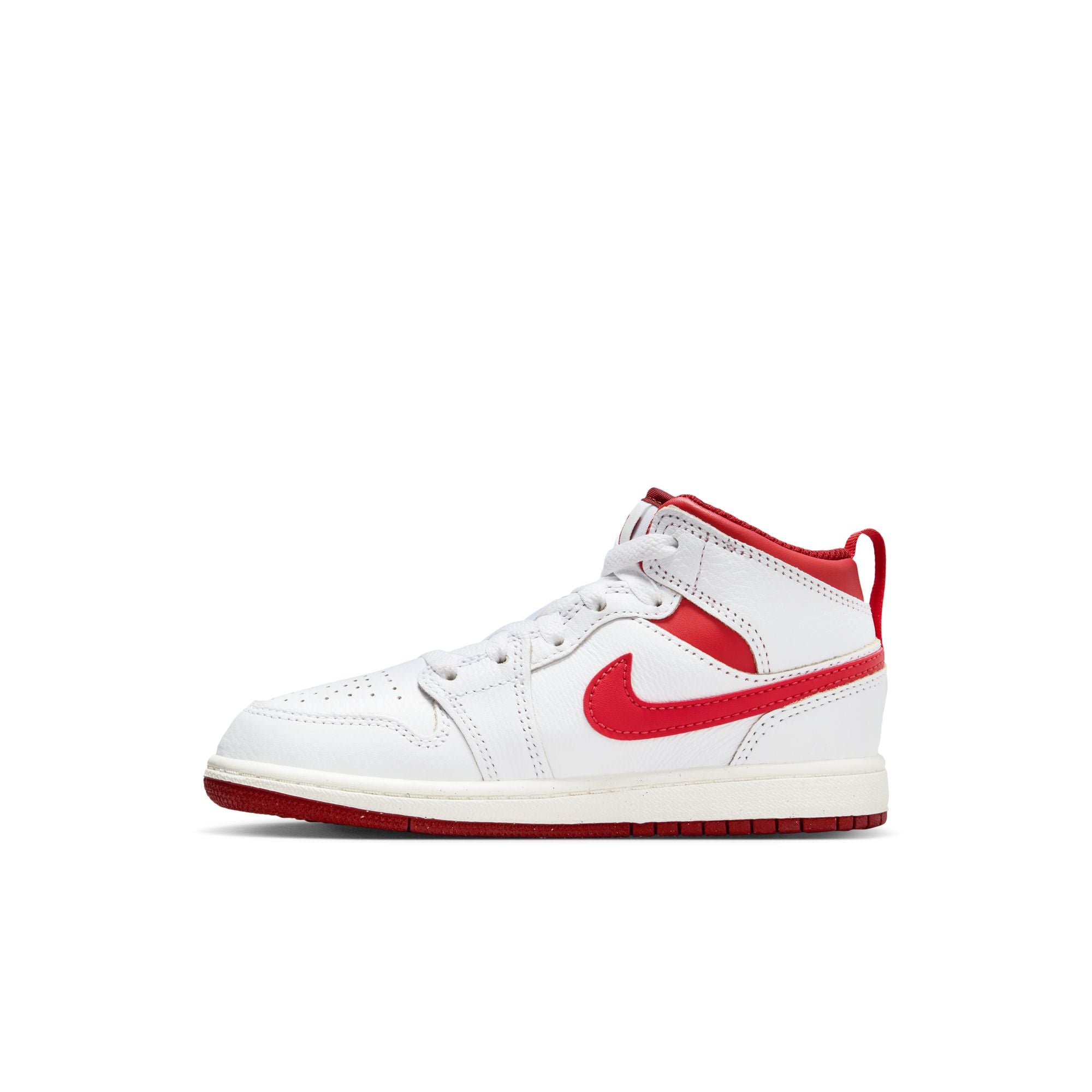 Boys Pre School Air Jordan 1 Mid SE WHITE/LOBSTER-DUNE RED-SAIL  FJ3467-160