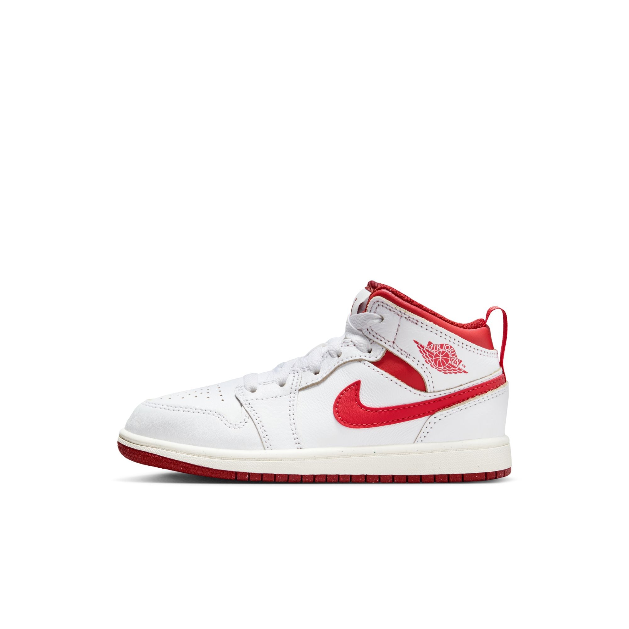 Boys Pre School Air Jordan 1 Mid SE WHITE/LOBSTER-DUNE RED-SAIL  FJ3467-160