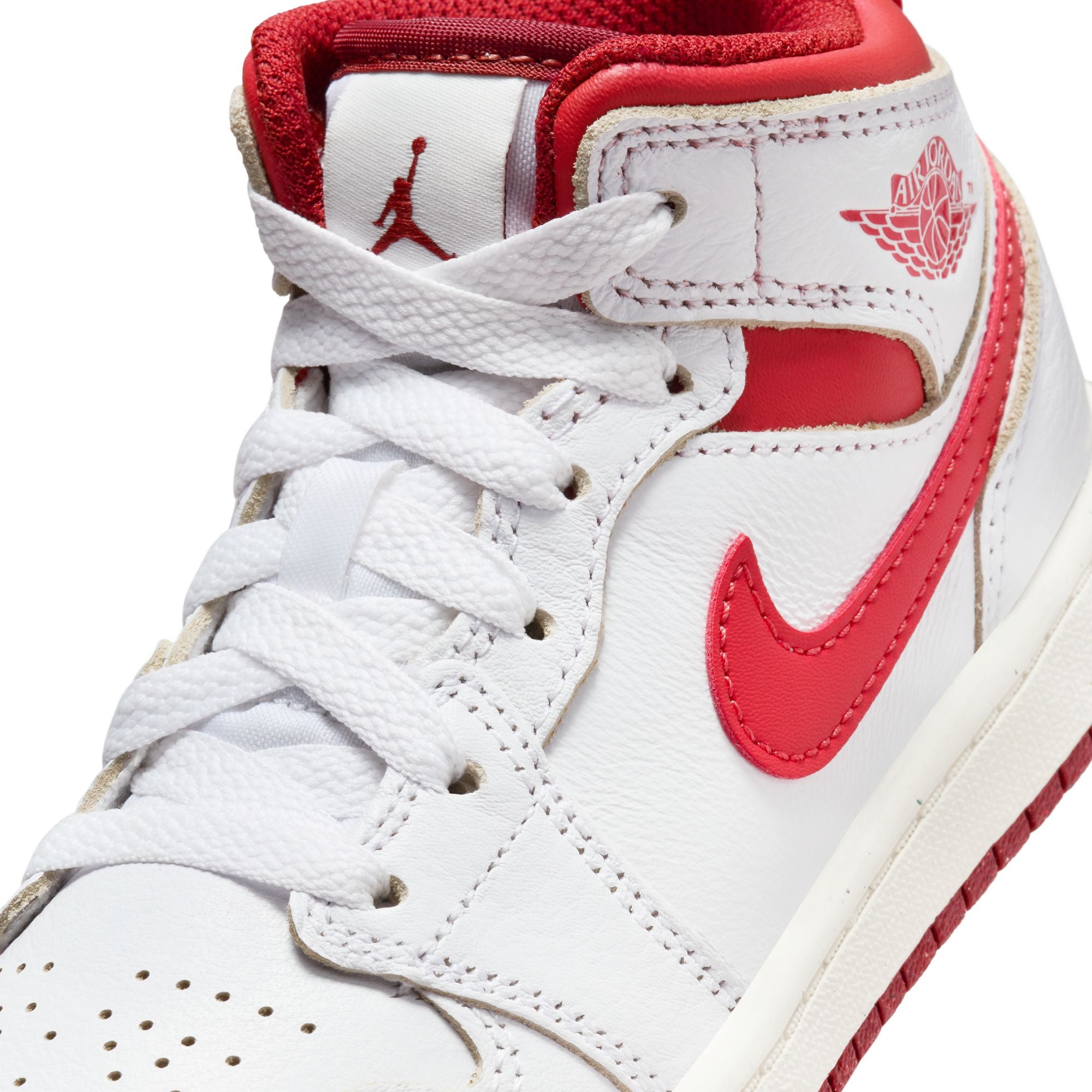 Boys Pre School Air Jordan 1 Mid SE WHITE/LOBSTER-DUNE RED-SAIL  FJ3467-160