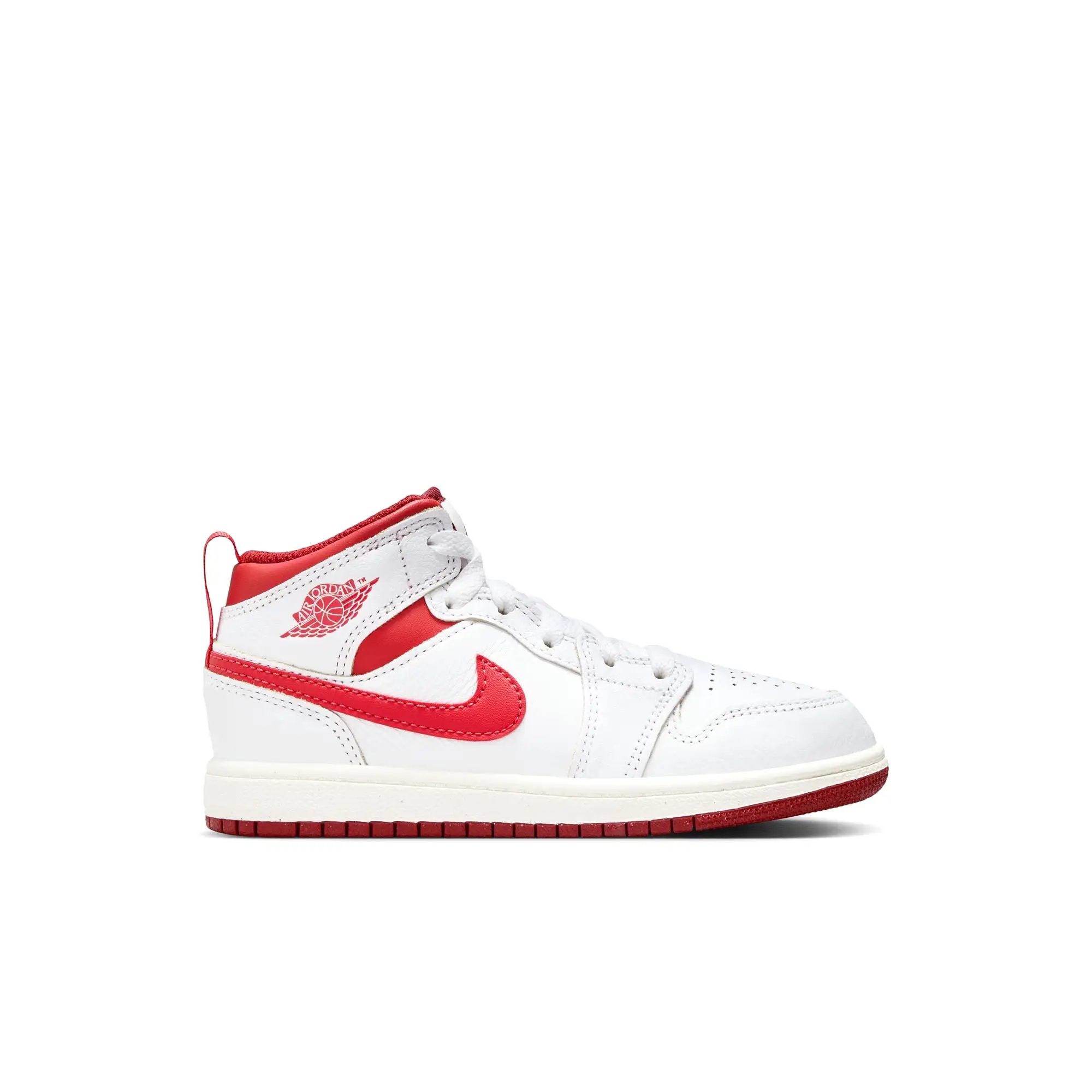 Boys Pre School Air Jordan 1 Mid SE WHITE/LOBSTER-DUNE RED-SAIL  FJ3467-160