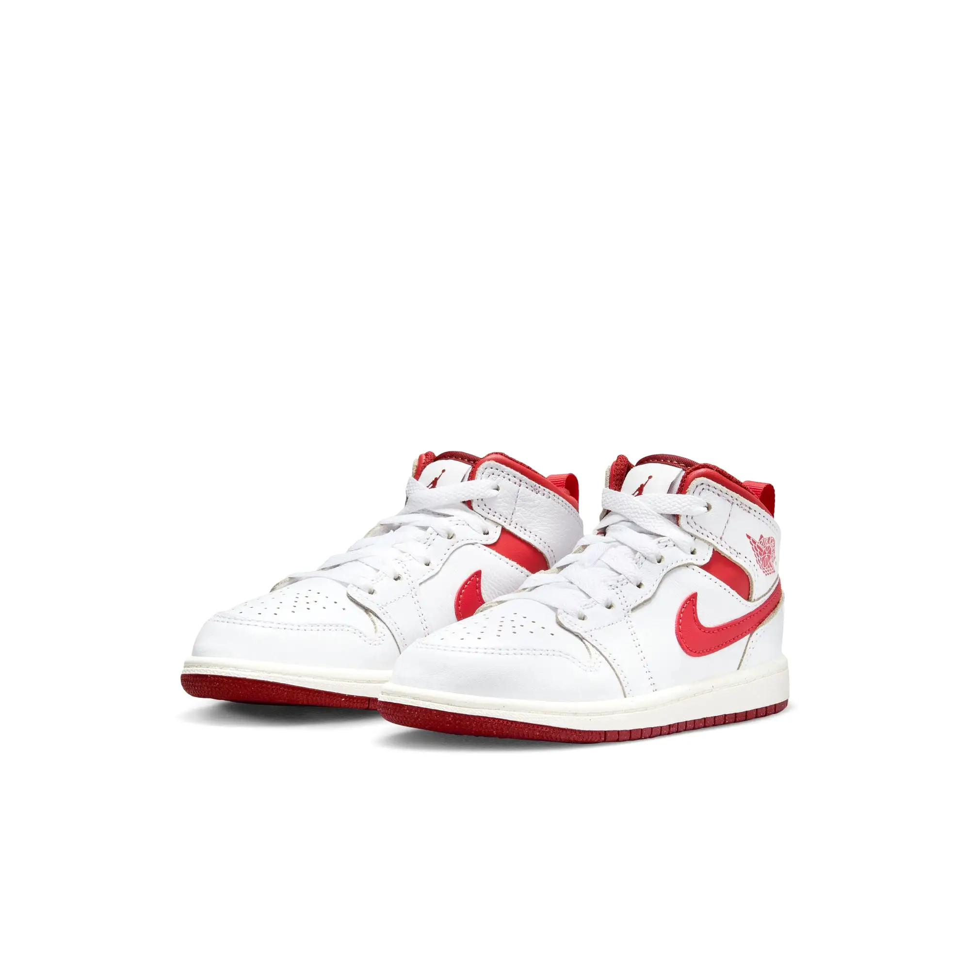 Boys Pre School Air Jordan 1 Mid SE WHITE/LOBSTER-DUNE RED-SAIL  FJ3467-160