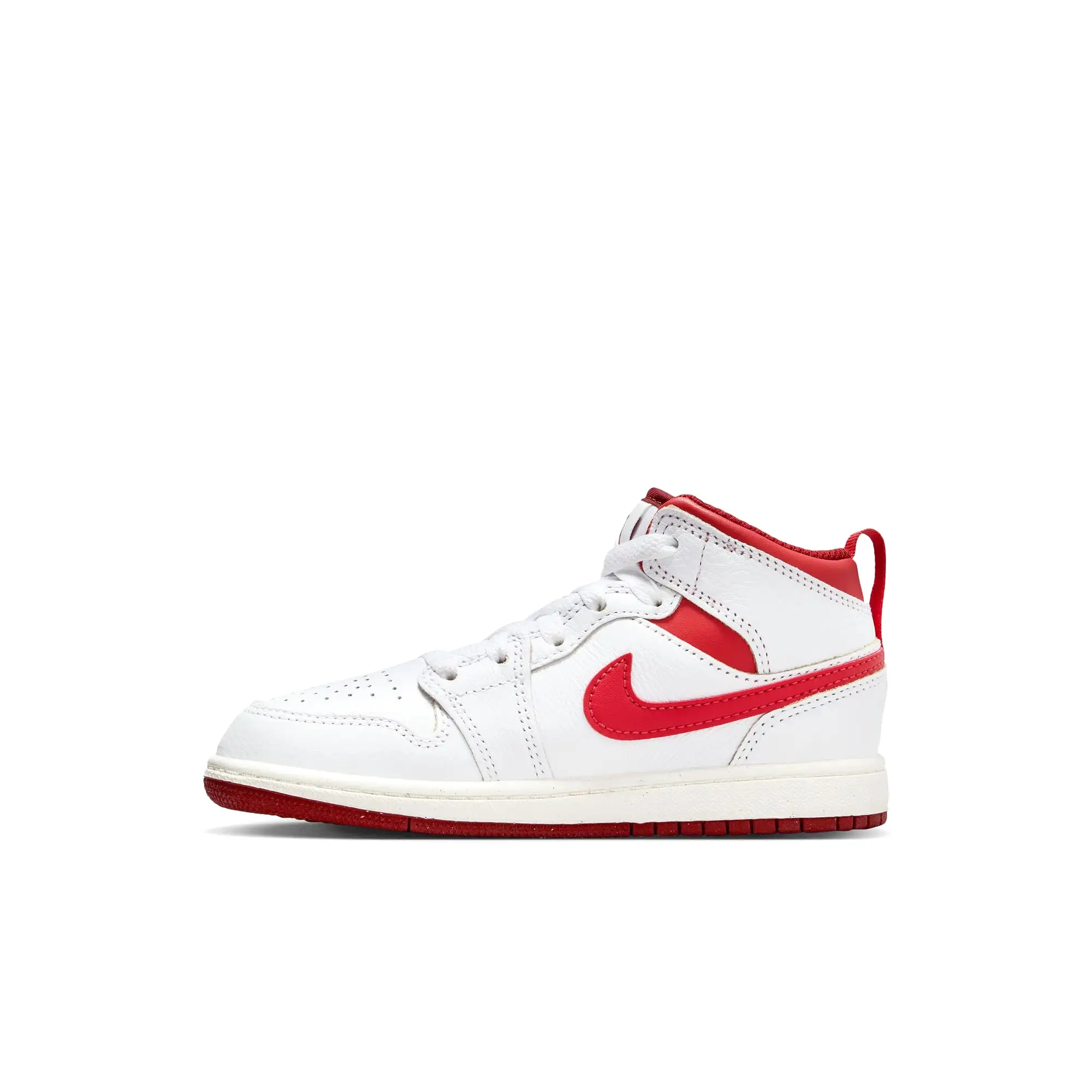 Boys Pre School Air Jordan 1 Mid SE WHITE/LOBSTER-DUNE RED-SAIL  FJ3467-160