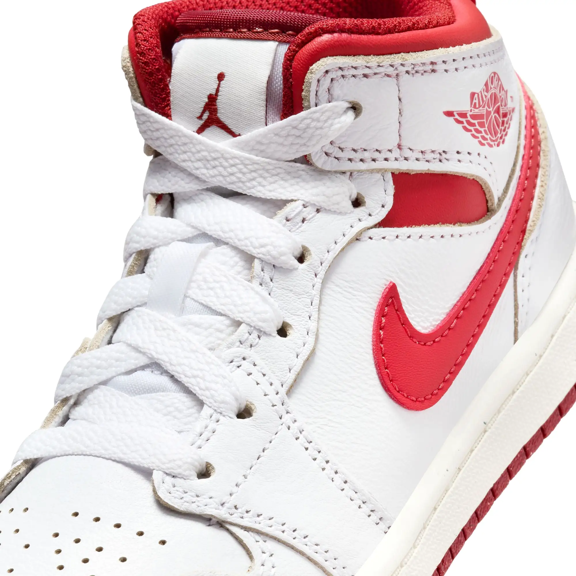 Boys Pre School Air Jordan 1 Mid SE WHITE/LOBSTER-DUNE RED-SAIL  FJ3467-160