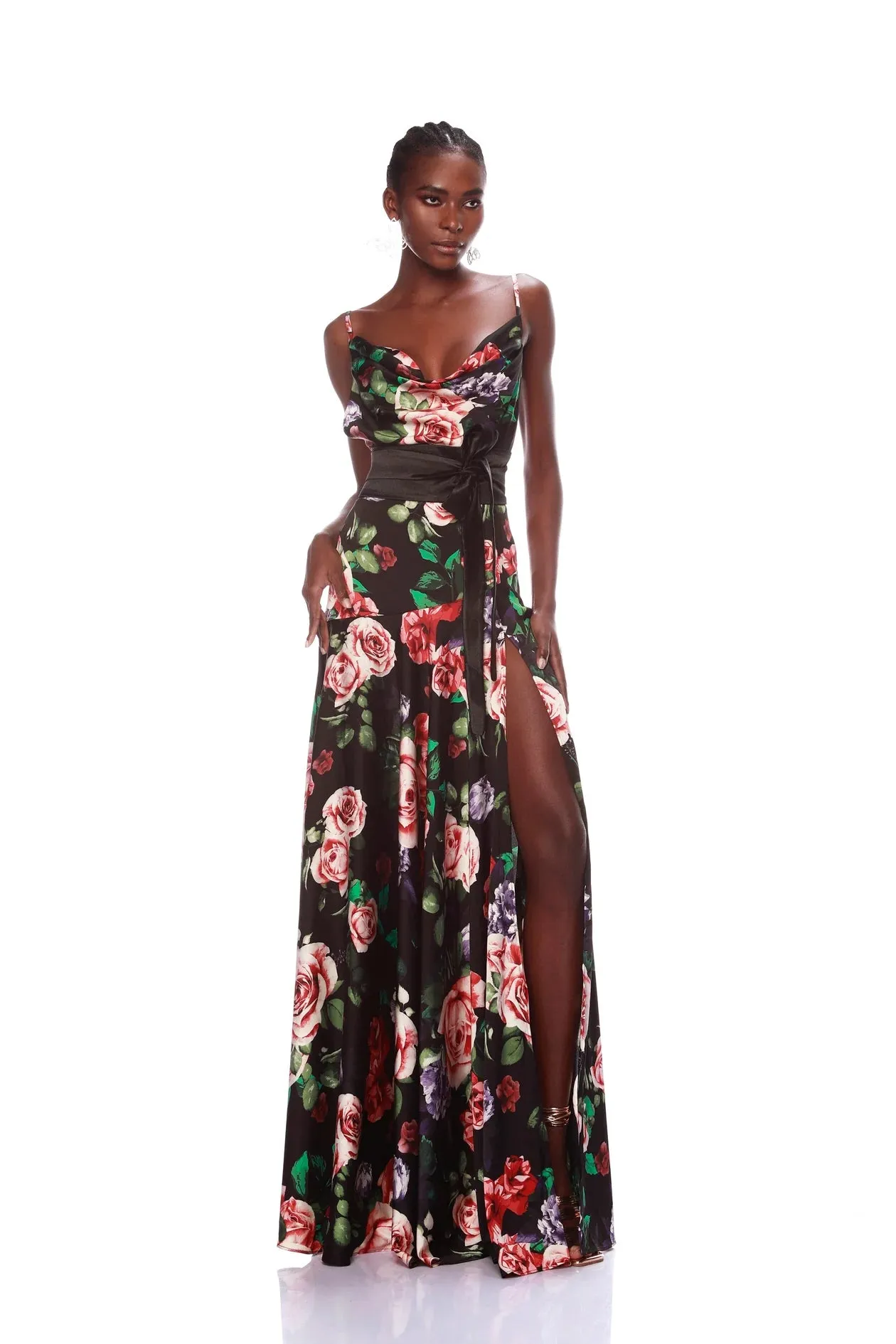 Bronx and Banco - Leo Rose Maxi Dress - Black Floral