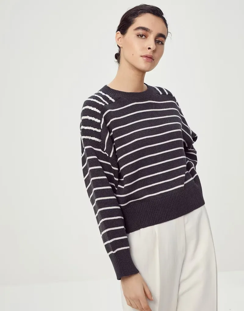 BRUNELLO CUCINELLI  |Stripes Cotton V-neck & Crew neck