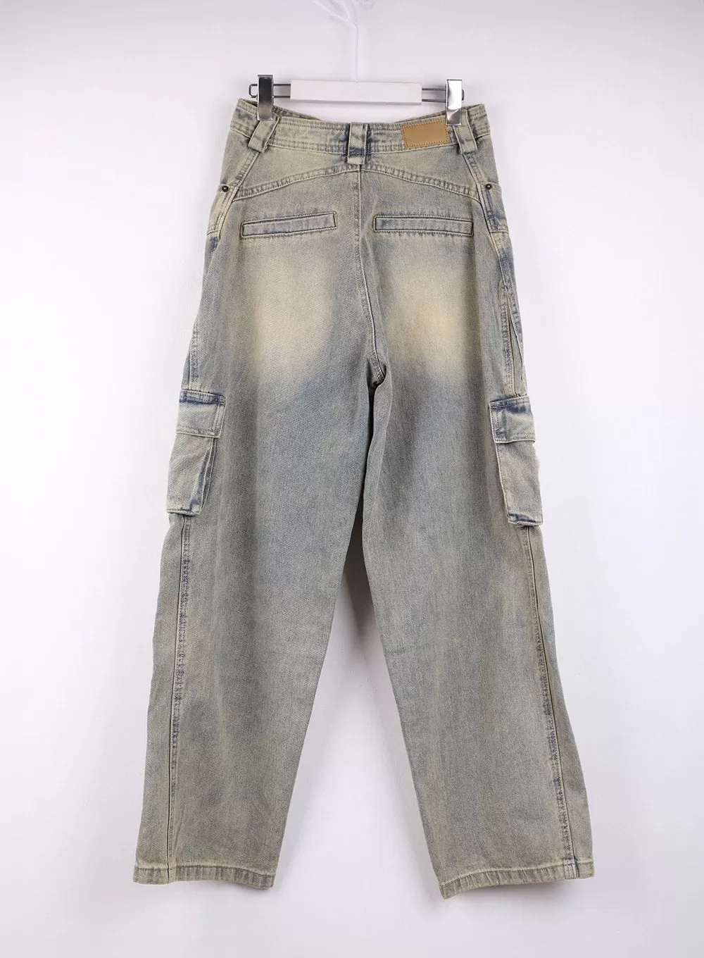 Cargo Denim Straight Leg Jeans CJ422