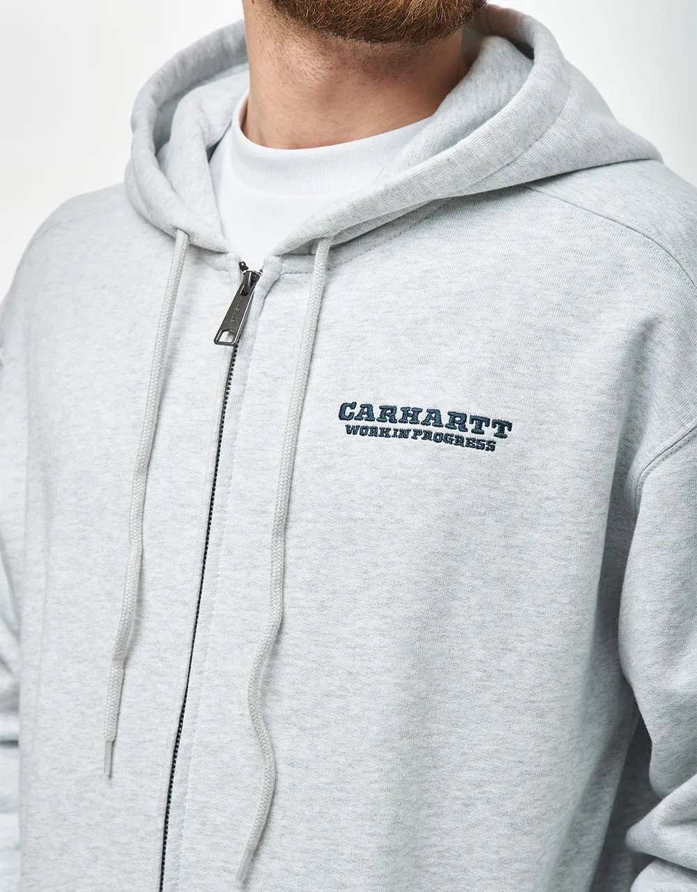 Carhartt WIP Runaway Zip Hoodie - Ash Heather/Malacite Stone Washed