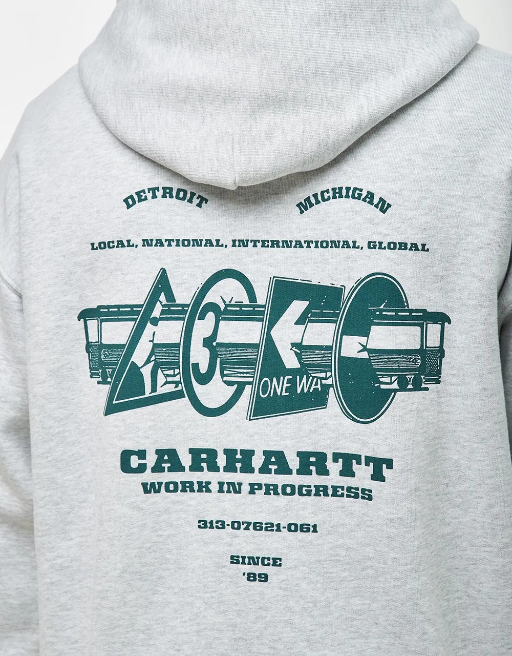 Carhartt WIP Runaway Zip Hoodie - Ash Heather/Malacite Stone Washed