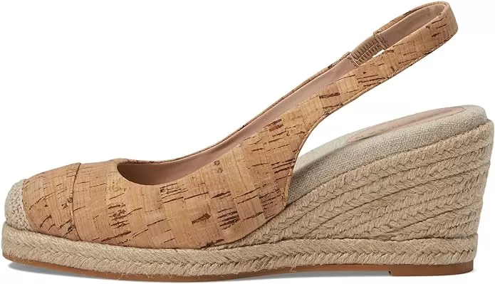 Cole Haan Cloudfeel Cork/Natural Linen Slingback Cap Toe Wedge Heeled Sandals