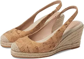 Cole Haan Cloudfeel Cork/Natural Linen Slingback Cap Toe Wedge Heeled Sandals