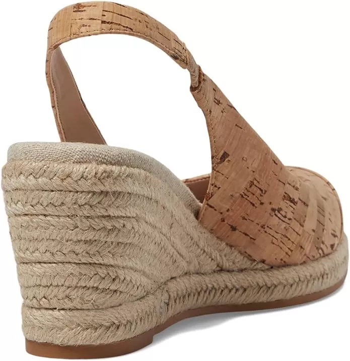 Cole Haan Cloudfeel Cork/Natural Linen Slingback Cap Toe Wedge Heeled Sandals