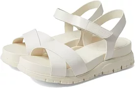 Cole Haan Zerogrand Sandal II Egret Leather Ankle Strap Open Toe Flat Sandals