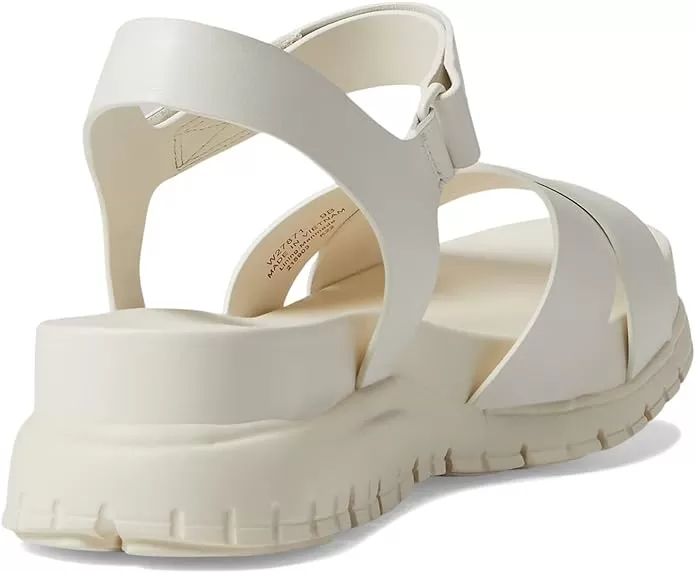 Cole Haan Zerogrand Sandal II Egret Leather Ankle Strap Open Toe Flat Sandals