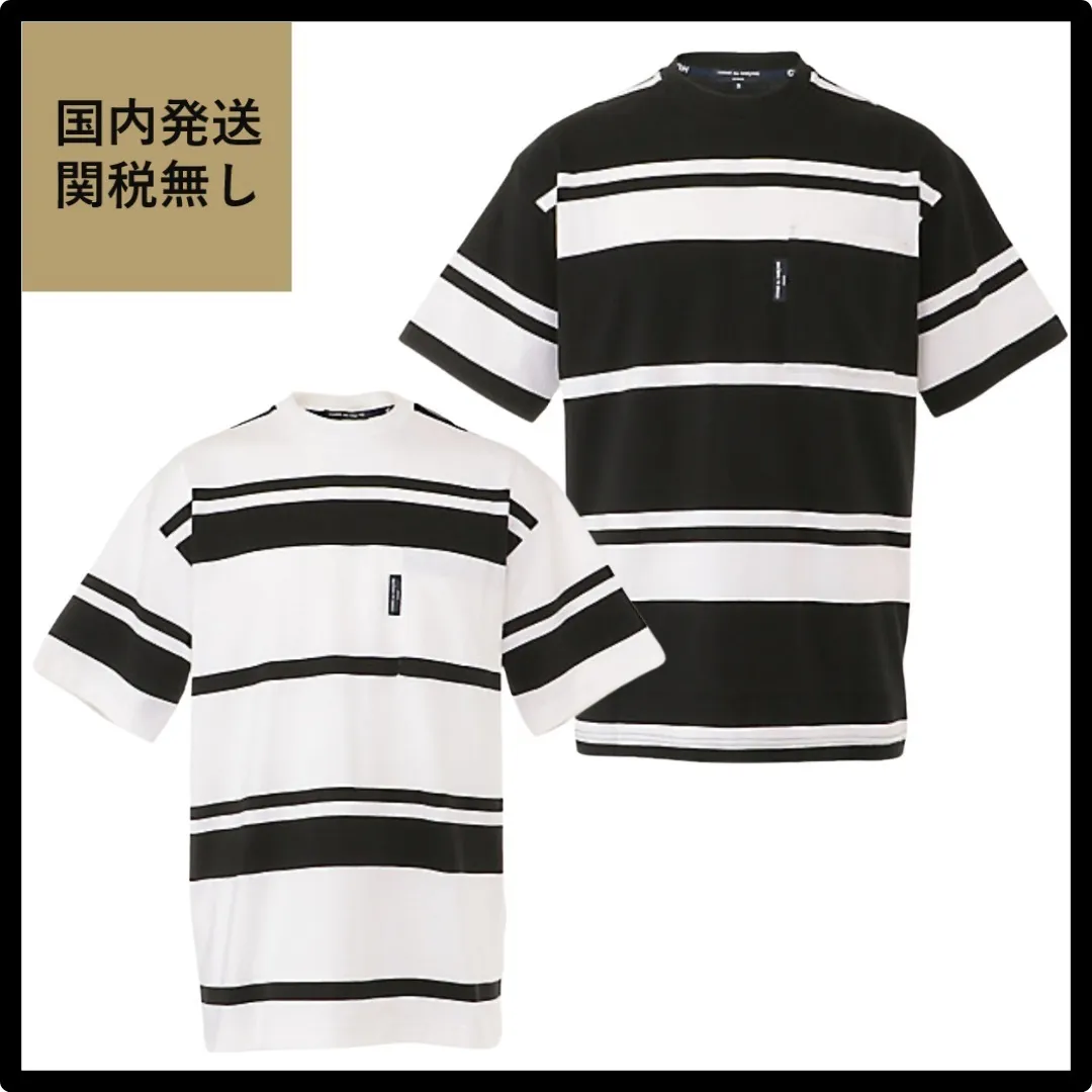 COMME des GARCONS  |Crew Neck Stripes Cotton Short Sleeves Designers