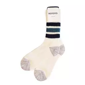 Course Ribbed Old School Sock - Navy/Sea Glass