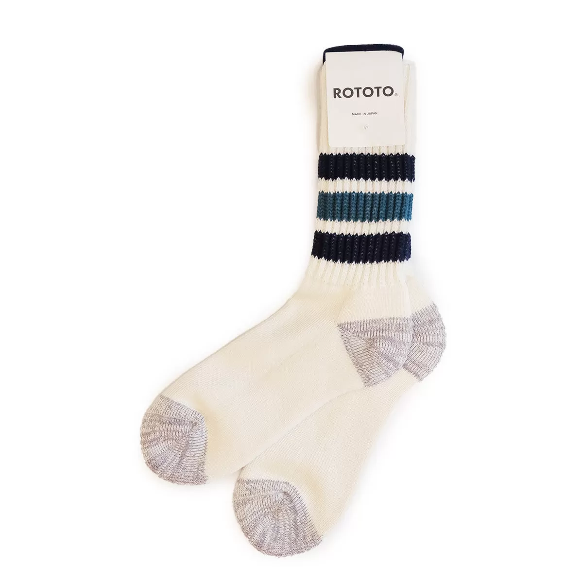 Course Ribbed Old School Sock - Navy/Sea Glass