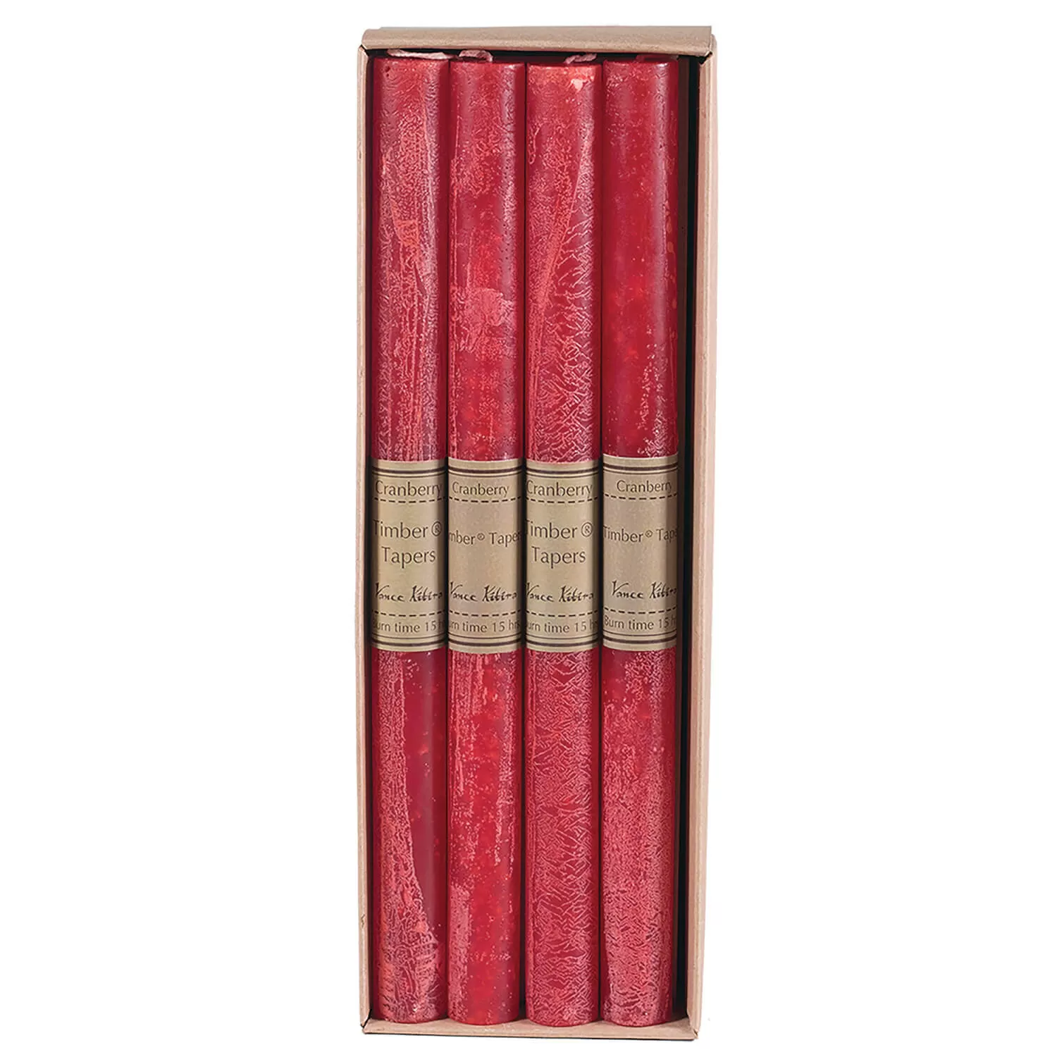 Cranberry Timber Tapers - Set of 12