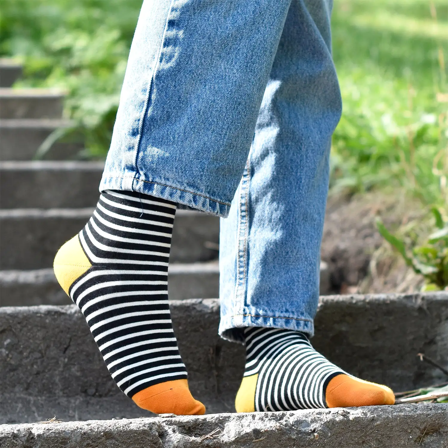 Crew Socks | French Stripes | Black