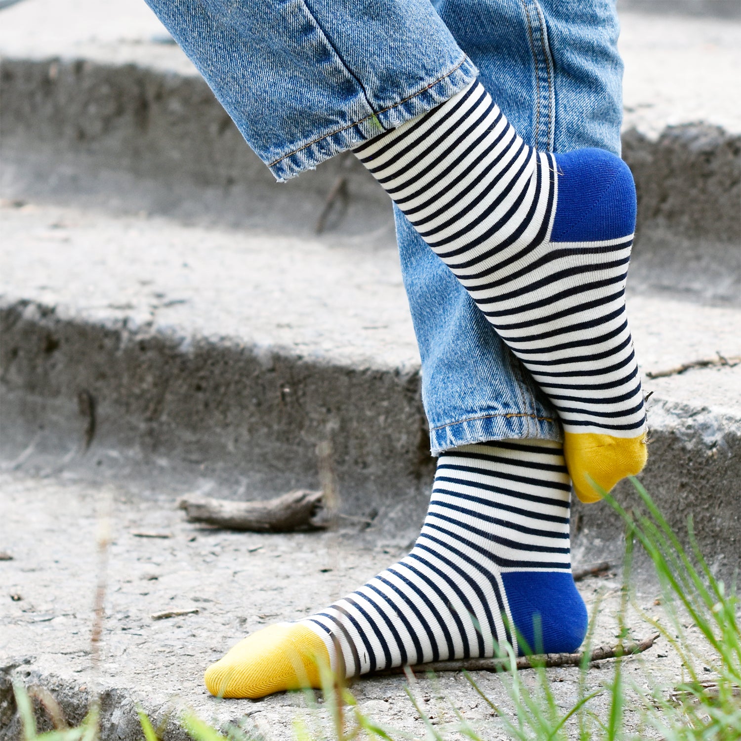 Crew Socks | French Stripes | Blue