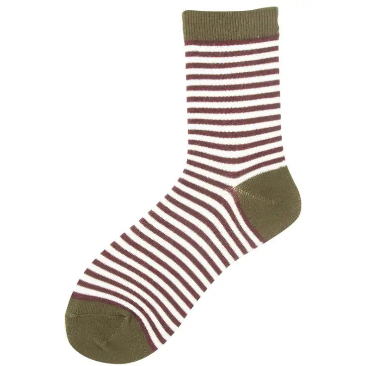 Crew Socks | Green Stripes | Cotton