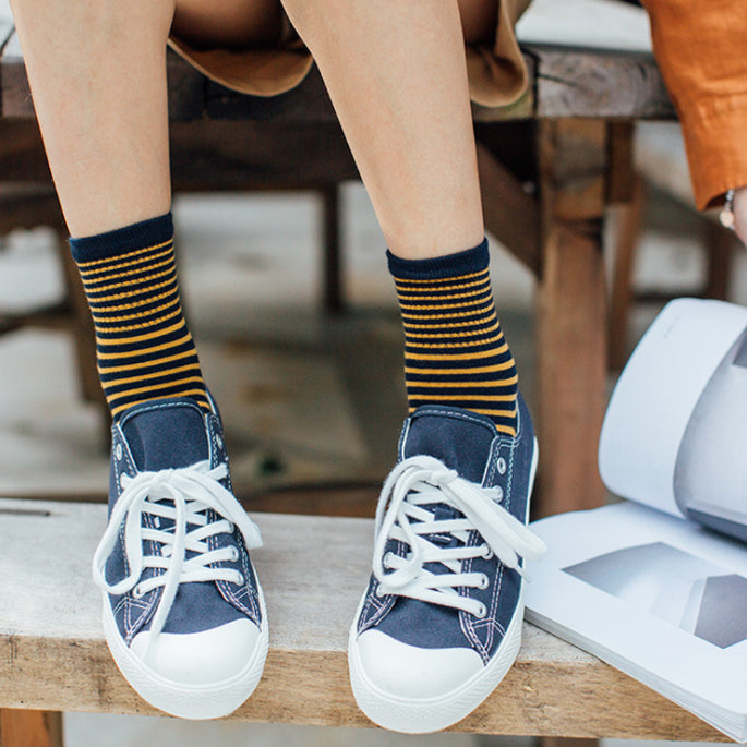 Crew Socks | Yellow Stripes | Cotton