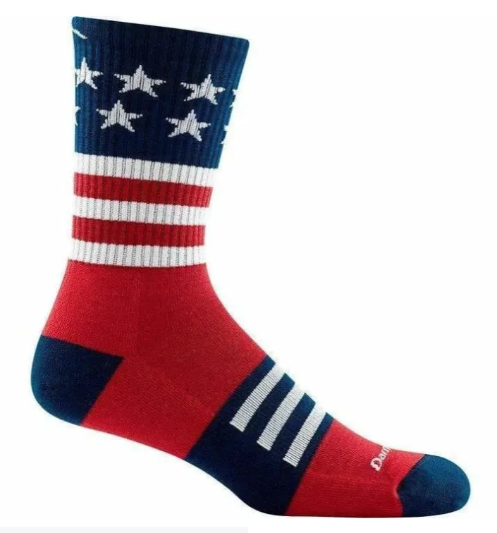 Darn Tough Mens Captain Stripe Micro Crew Sock- Stars and Stripes