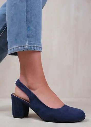 Edith Navy Suede Slingback Court Shoes by Where’s That From | Look Again