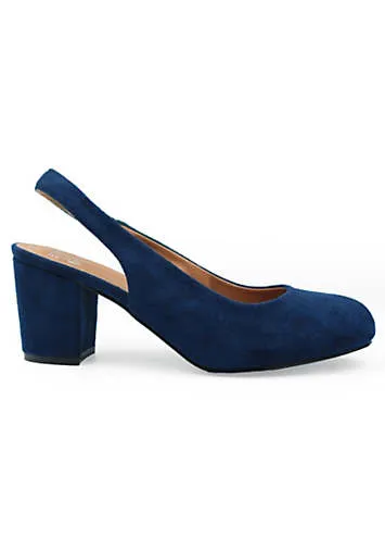 Edith Navy Suede Slingback Court Shoes by Where’s That From | Look Again