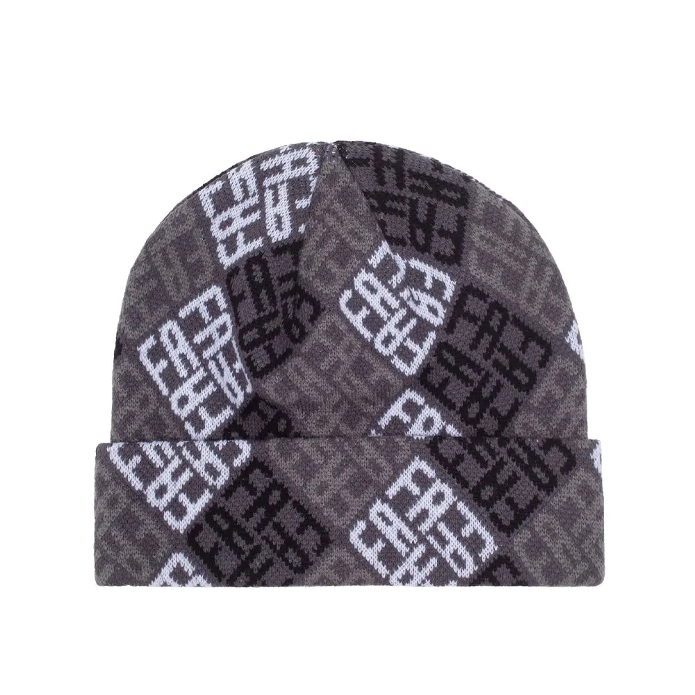 FUCKING AWESOME 2022 MONOGRAM CUFF BEANIE // GREY/BLACK