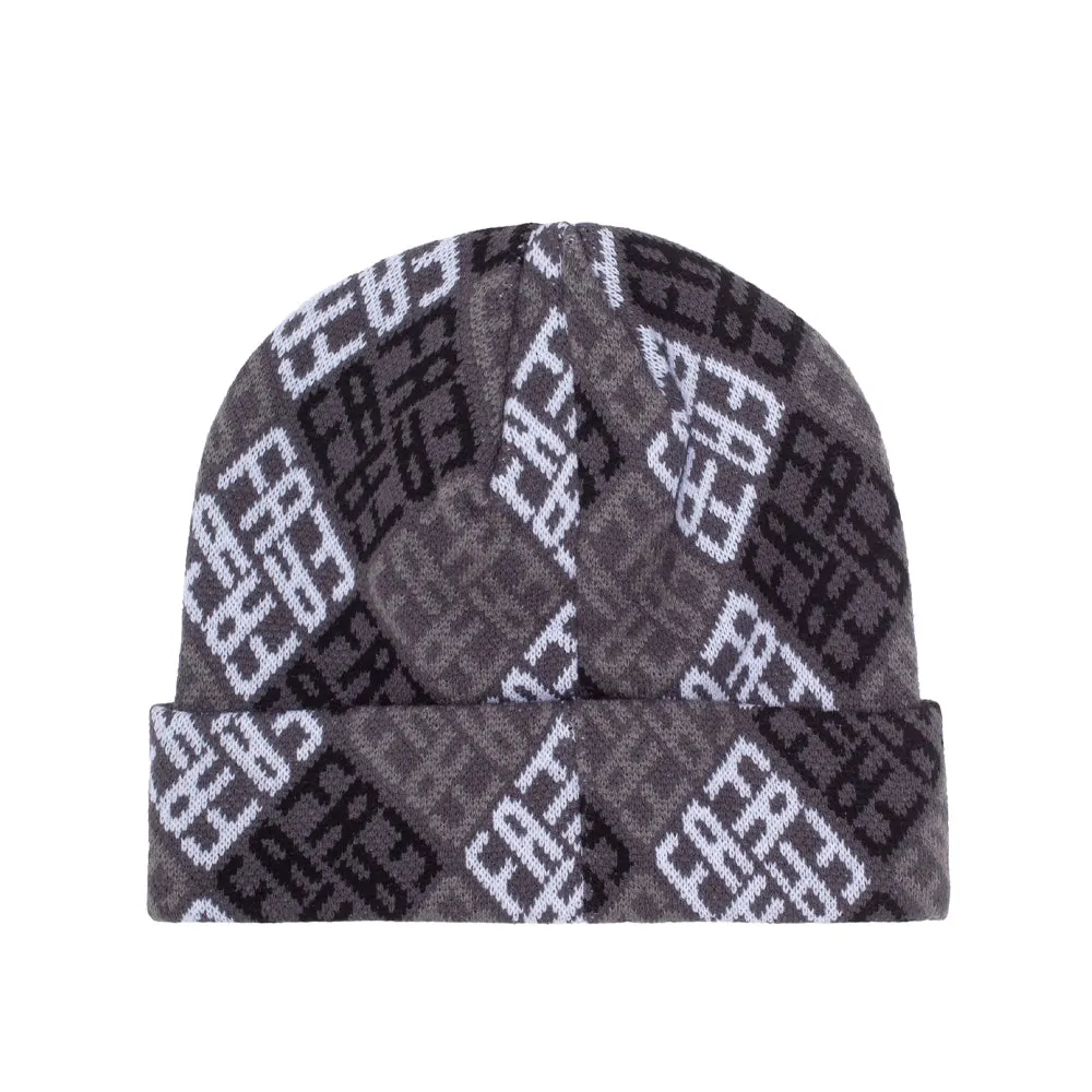 FUCKING AWESOME 2022 MONOGRAM CUFF BEANIE // GREY/BLACK