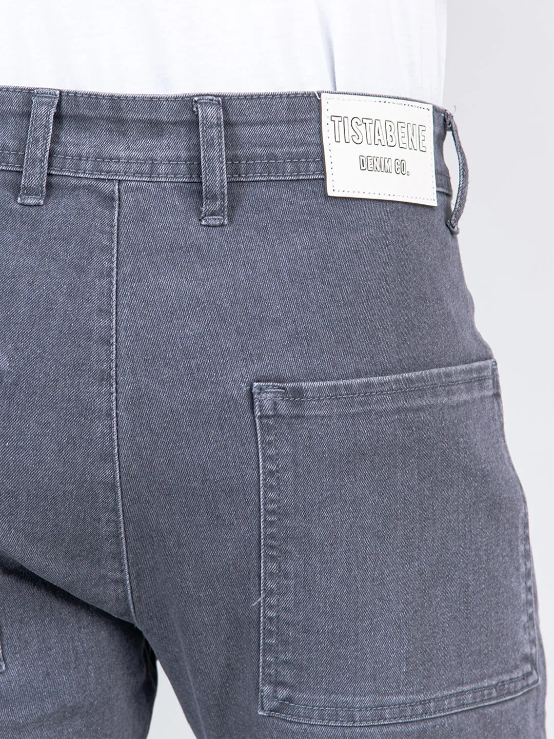 Grey Comfort-Fit Cargo Denim Jeans